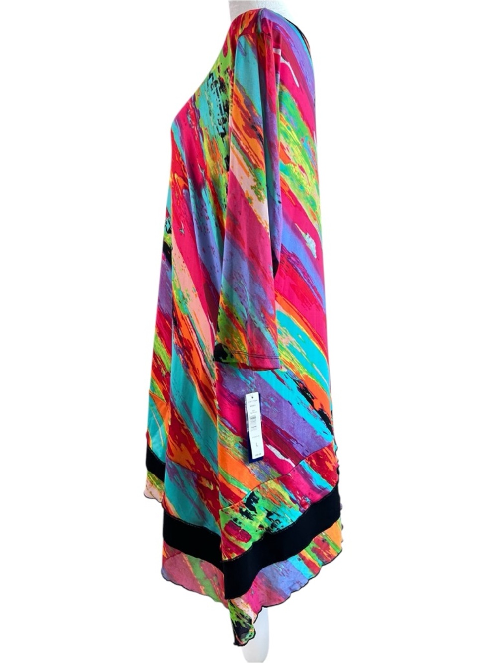Nygard Slims Multicolor PaintStripe Tunic Top with Black Trim Missy Size Large